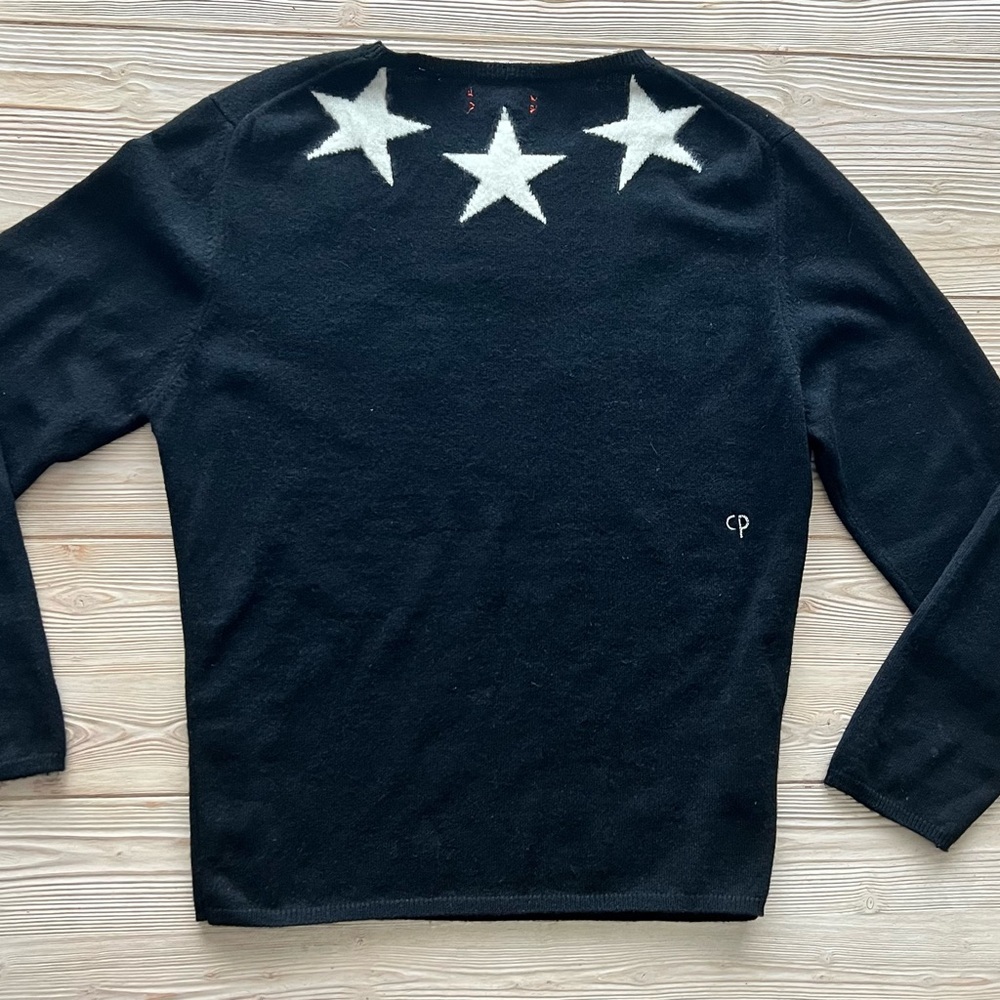 Chinti & Parker 100% Cashmere Black Star Sweater Women’s Size Large - Picture 3 of 5